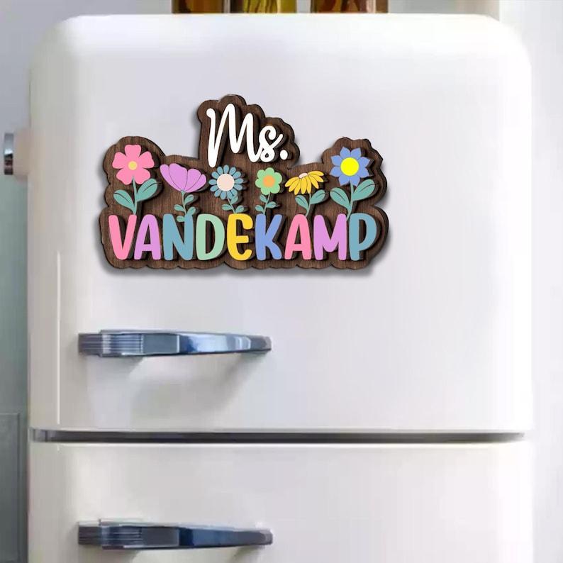 Personalized Teacher Name Magnets, Custom Teacher Wildflowers Magnets, Teacher Appreciation Gift