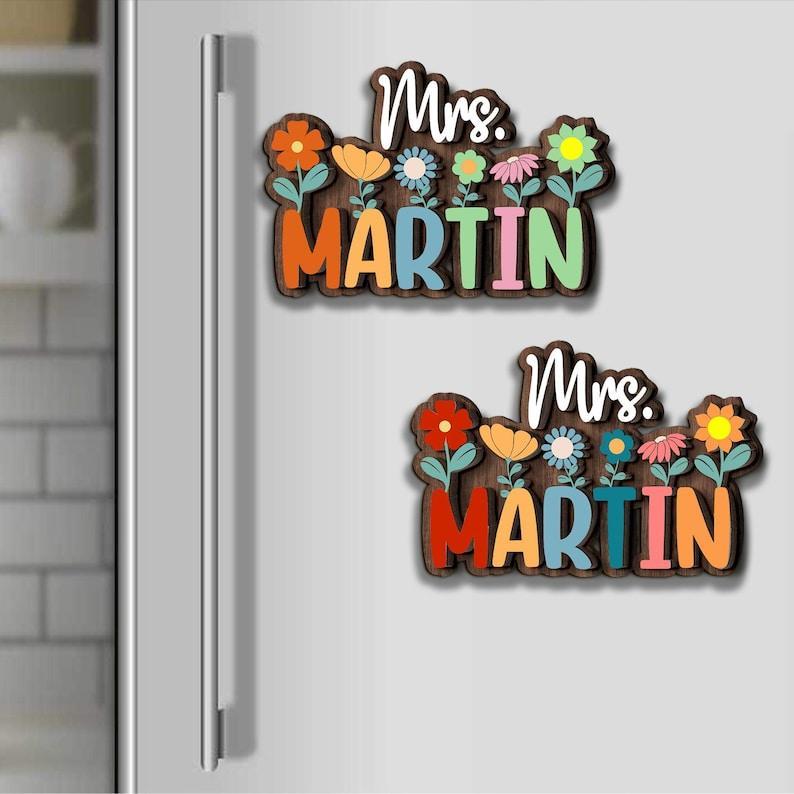 Personalized Teacher Name Magnets, Custom Teacher Wildflowers Magnets, Teacher Appreciation Gift