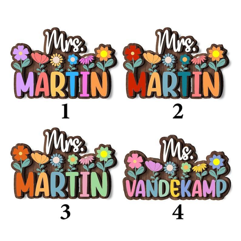 Personalized Teacher Name Magnets, Custom Teacher Wildflowers Magnets, Teacher Appreciation Gift