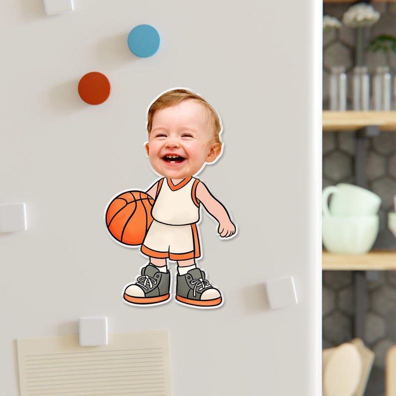 Sports Kid Face Magnet, Personalized Photo Fridge Magnet, Funny Magnet for Kids, Unique Back to School Locker Magnet, Sport Lover Gift
