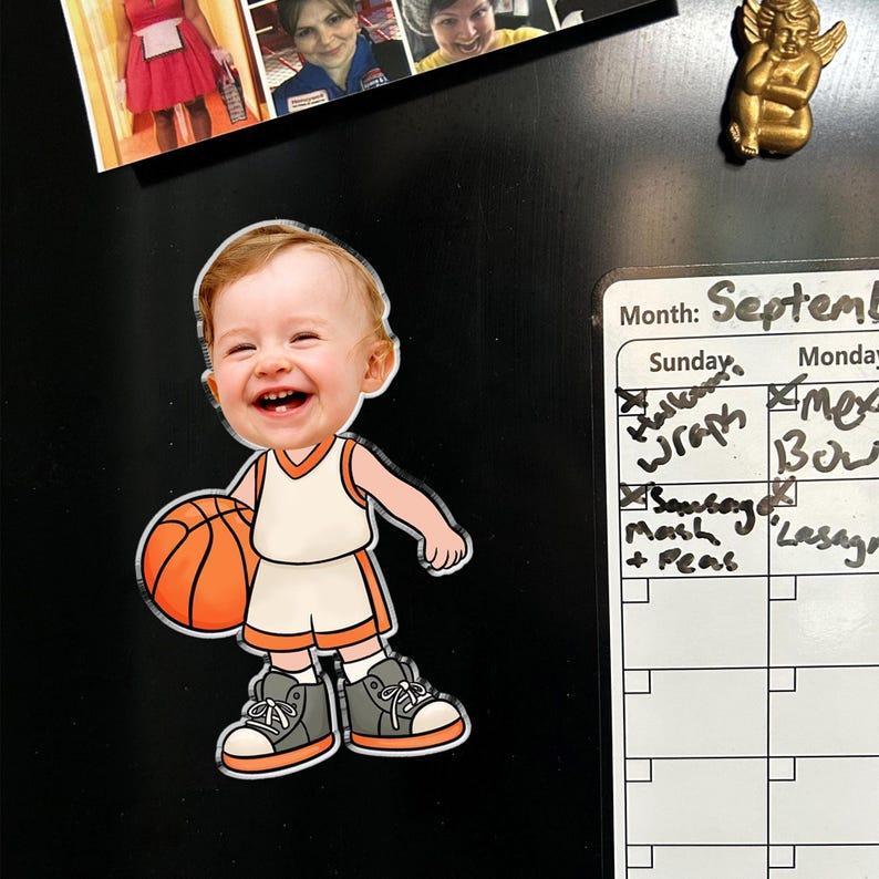 Sports Kid Face Magnet, Personalized Photo Fridge Magnet, Funny Magnet for Kids, Unique Back to School Locker Magnet, Sport Lover Gift