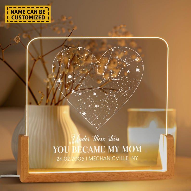 Custom Star Map Night Sky Night Light, Mother��s Day Gift, Gift for Mama, Gift for Mom Mother from Daughter Son, The Day You Became My Mom