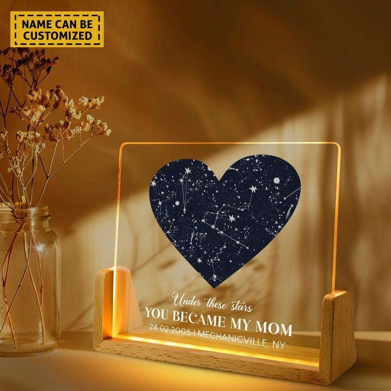 Custom Star Map Night Sky Night Light, Mother��s Day Gift, Gift for Mama, Gift for Mom Mother from Daughter Son, The Day You Became My Mom