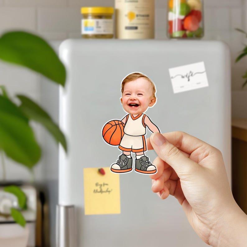 Sports Kid Face Magnet, Personalized Photo Fridge Magnet, Funny Magnet for Kids, Unique Back to School Locker Magnet, Sport Lover Gift