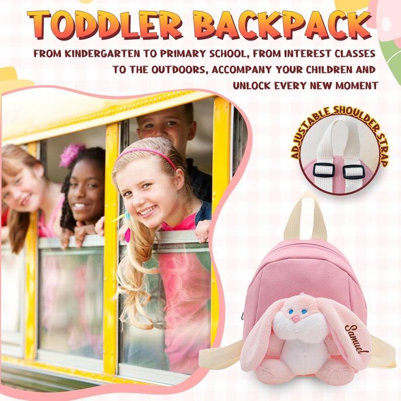 Custom Toddler Rabbit Backpack, Preschool Bunny Backpack, Toddler Book Bag, School Bag for Kids, Children's Backpack With Name,Kids Backpack