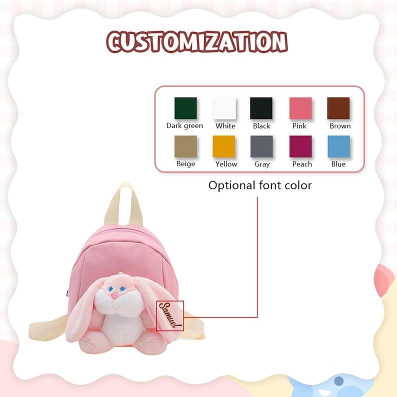 Custom Toddler Rabbit Backpack, Preschool Bunny Backpack, Toddler Book Bag, School Bag for Kids, Children's Backpack With Name,Kids Backpack