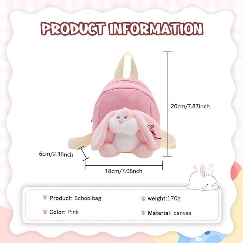 Custom Toddler Rabbit Backpack, Preschool Bunny Backpack, Toddler Book Bag, School Bag for Kids, Children's Backpack With Name,Kids Backpack