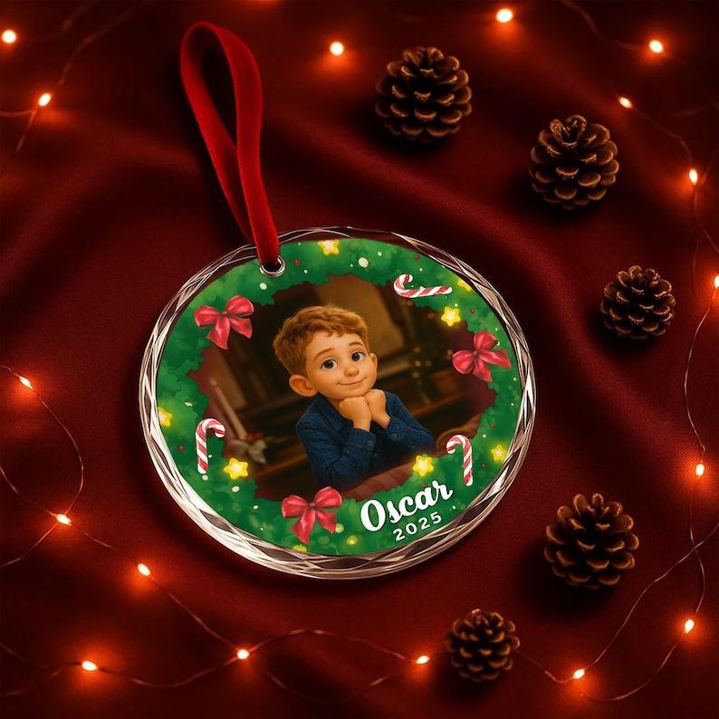 Custom Photo Ornament – Personalized Kids Cartoon Christmas Keepsake - MySpotifyGlass