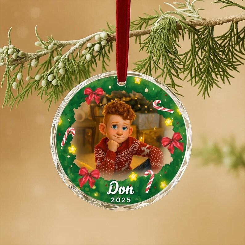 Custom Photo Ornament – Personalized Kids Cartoon Christmas Keepsake - MySpotifyGlass