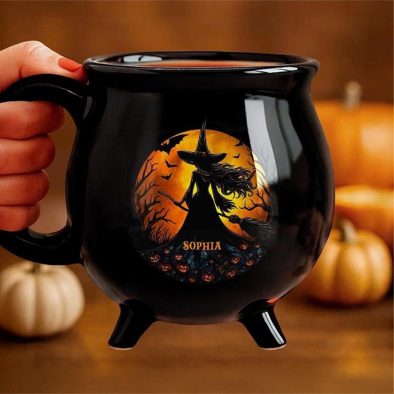 Personalized Witch Cauldron Mug Gothic Halloween Coffee Cup