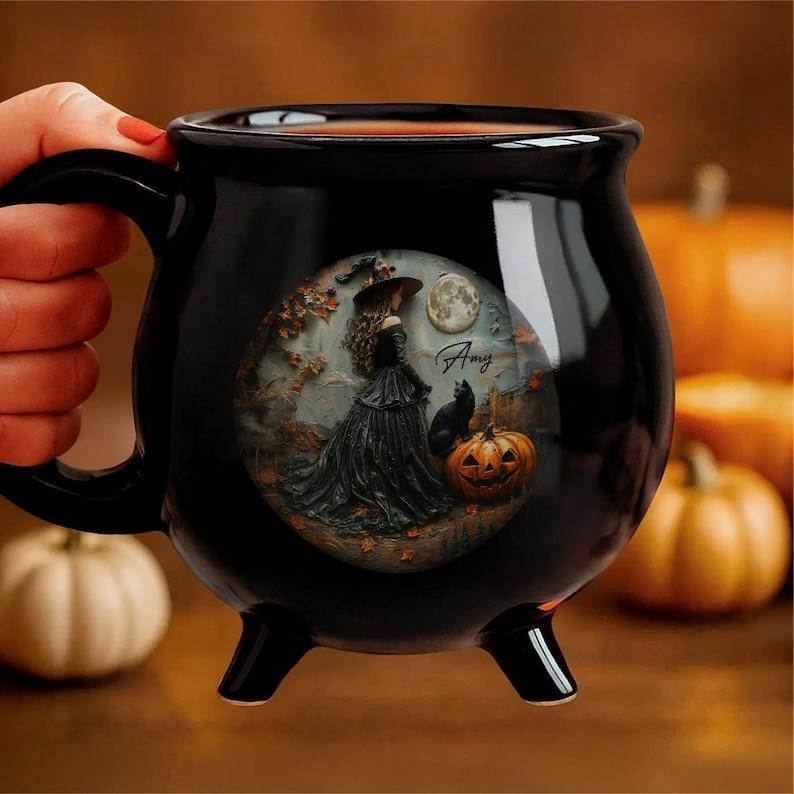 Personalized Witch Cauldron Mug Gothic Halloween Coffee Cup