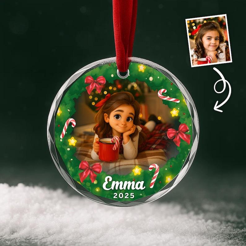 Custom Photo Ornament – Personalized Kids Cartoon Christmas Keepsake