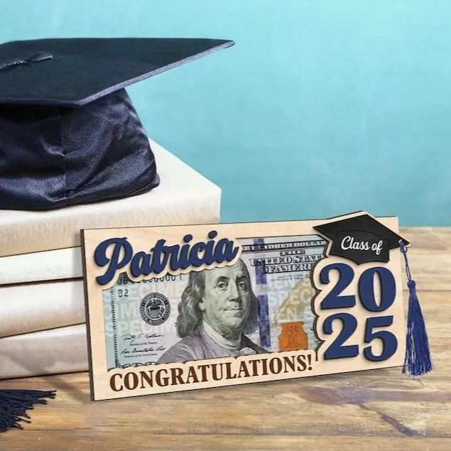 FREE TASSEL Graduation Gift For Her Him, Custom Money Gift Holder, Class Of 2025 Gift Custom Name Money Holder
