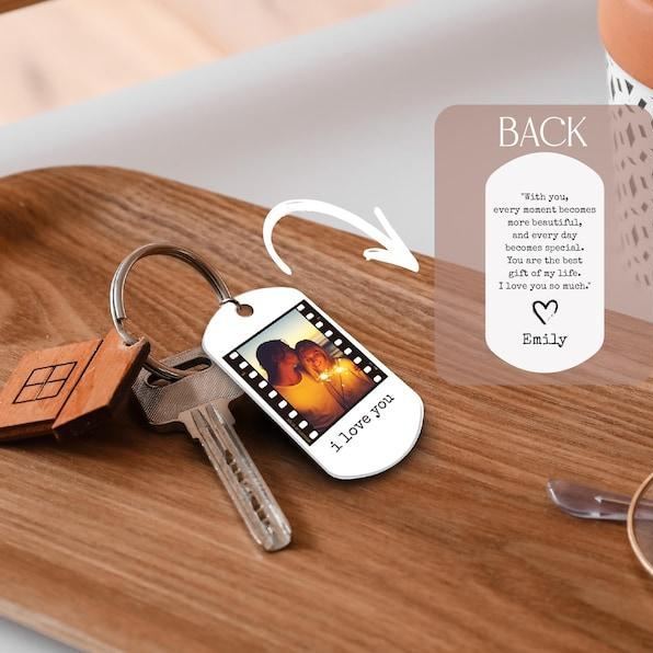 Boyfriend Keychain, Custom Boyfriend Gifts, Couple Photo Keychain, Personalized Keychain for Men, Drive Safe Dad Keychain, Photo Car Decor
