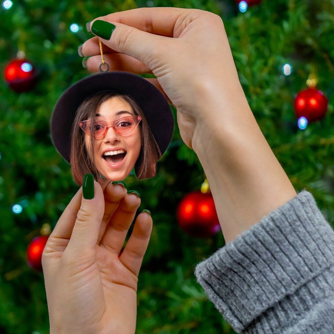 Personalized Photo Ornament, Funny Christmas Ornament, Custom Face Picture Ornament, Acrylic Pet Ornament, Christmas Decor, Holiday Gifts - MySpotifyGlass