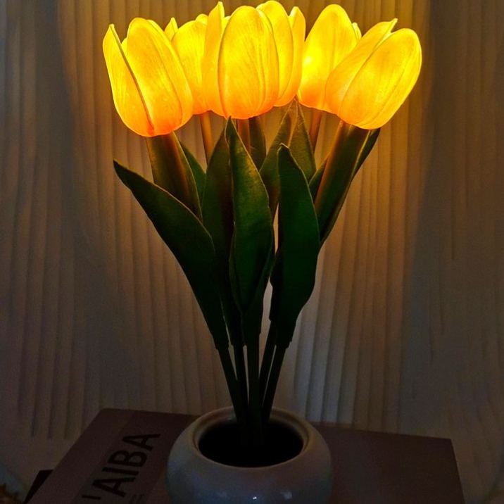 LED Tulip Night Light Artificial Flower Table Lamp Decorative Tulip Mood Light for Bedroom, Home Decor, Gift for Women