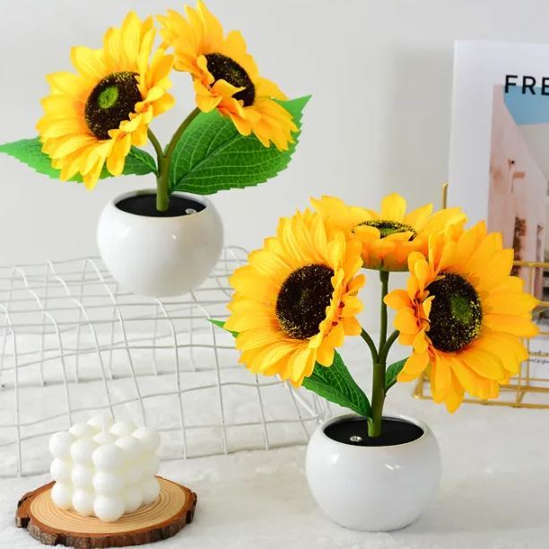 LED Sunflower Night Light  Artificial Sunflower Table Lamp Decorative Flower Light for Bedroom Desk Home Decor