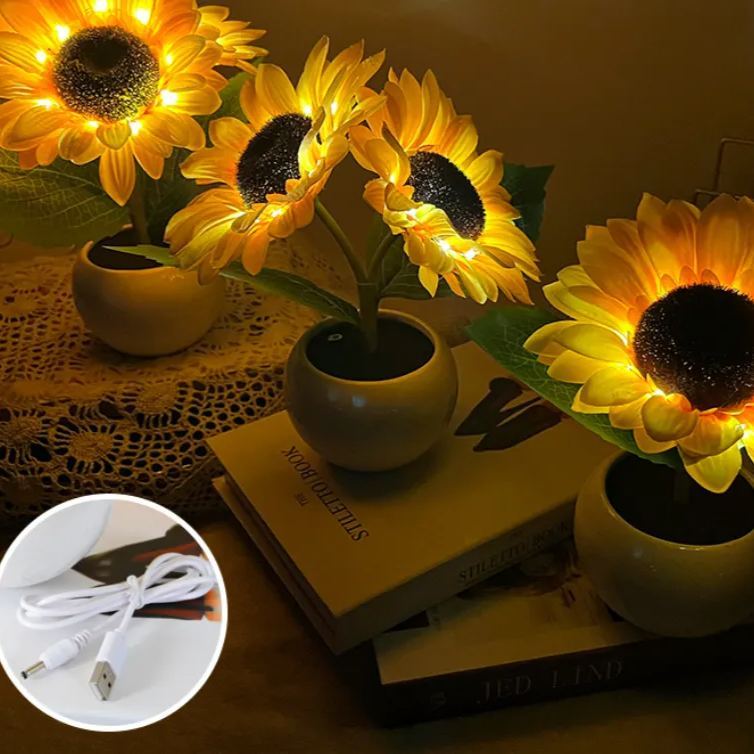 LED Sunflower Night Light  Artificial Sunflower Table Lamp Decorative Flower Light for Bedroom Desk Home Decor