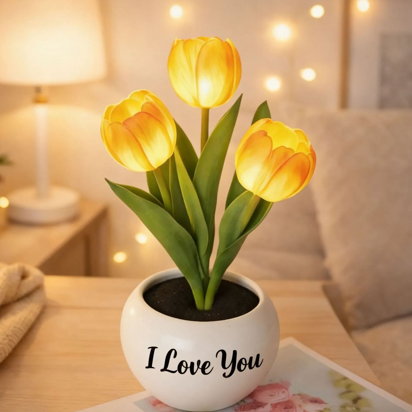 LED Tulip Night Light  Dimmable Plug-in Romantic Flower Lamp Artificial Bloom Mother’s Day Gift