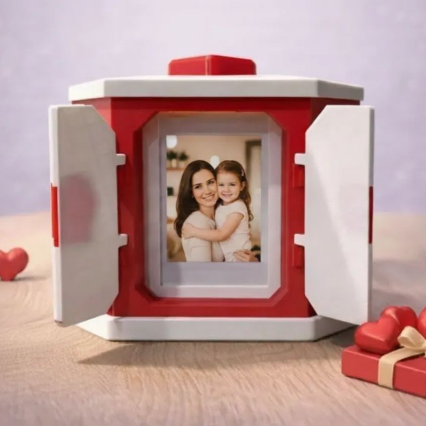 Personalized Heart Spin Photo Box,Custom Photo Insert,Manual Rotating Heart Design,Perfect Anniversary & Mother’s Day Gift for Her