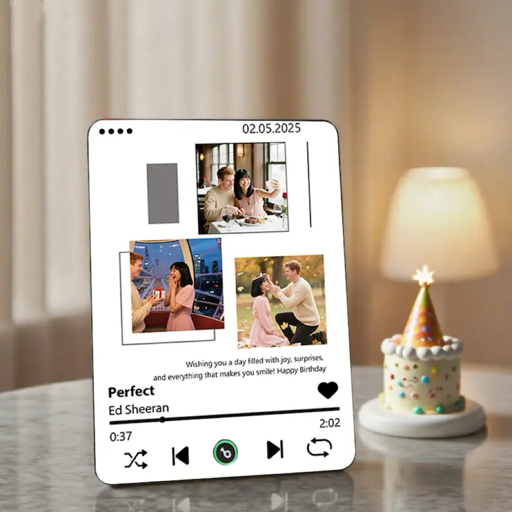 Custom Photo Music Plaque - Personalized Song & Picture Gift for Couples, Anniversaries, Special Moments