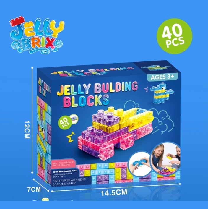 Jelly Building Blocks: 40-Piece Montessori Sensory Building Soft Toy Blocks