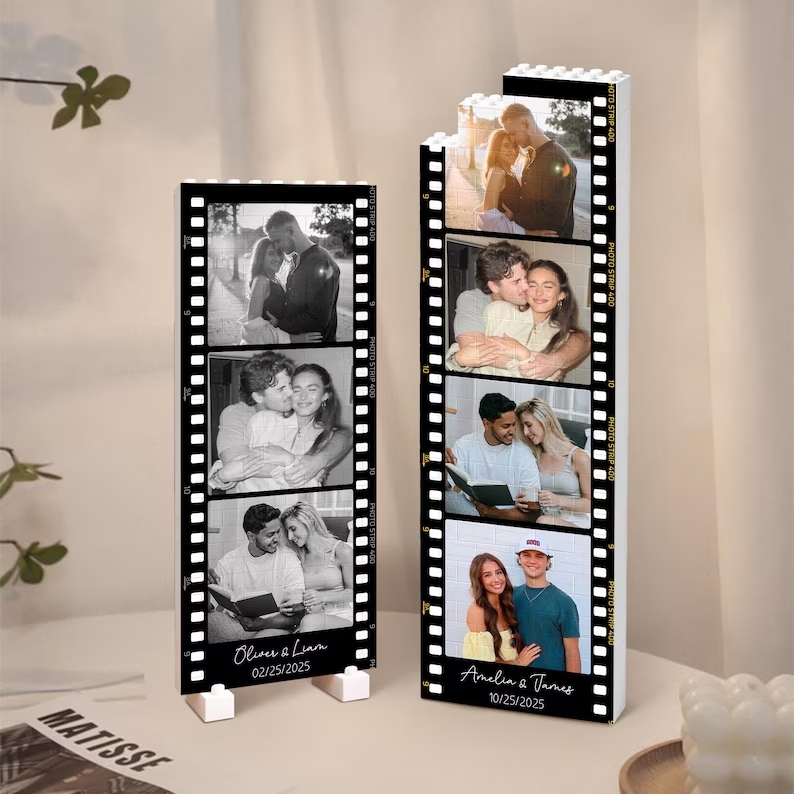 Custom Photo Filmstrip Building Block, Personalized Anniversary Memory Block, Romantic Home Decor, Gift for Boyfriend or Girlfriend