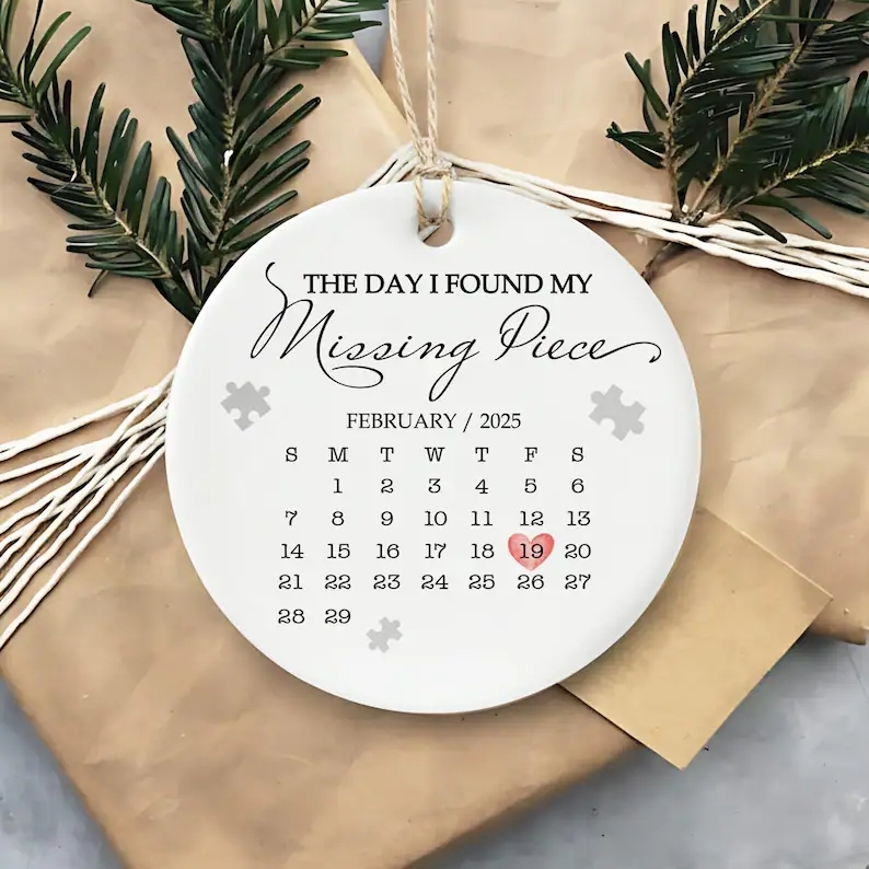 The Day I Found My Missing Piece Ornament, Custom Photo Couple Christmas Ornament, Anniversary Christmas Gift for Newlyweds