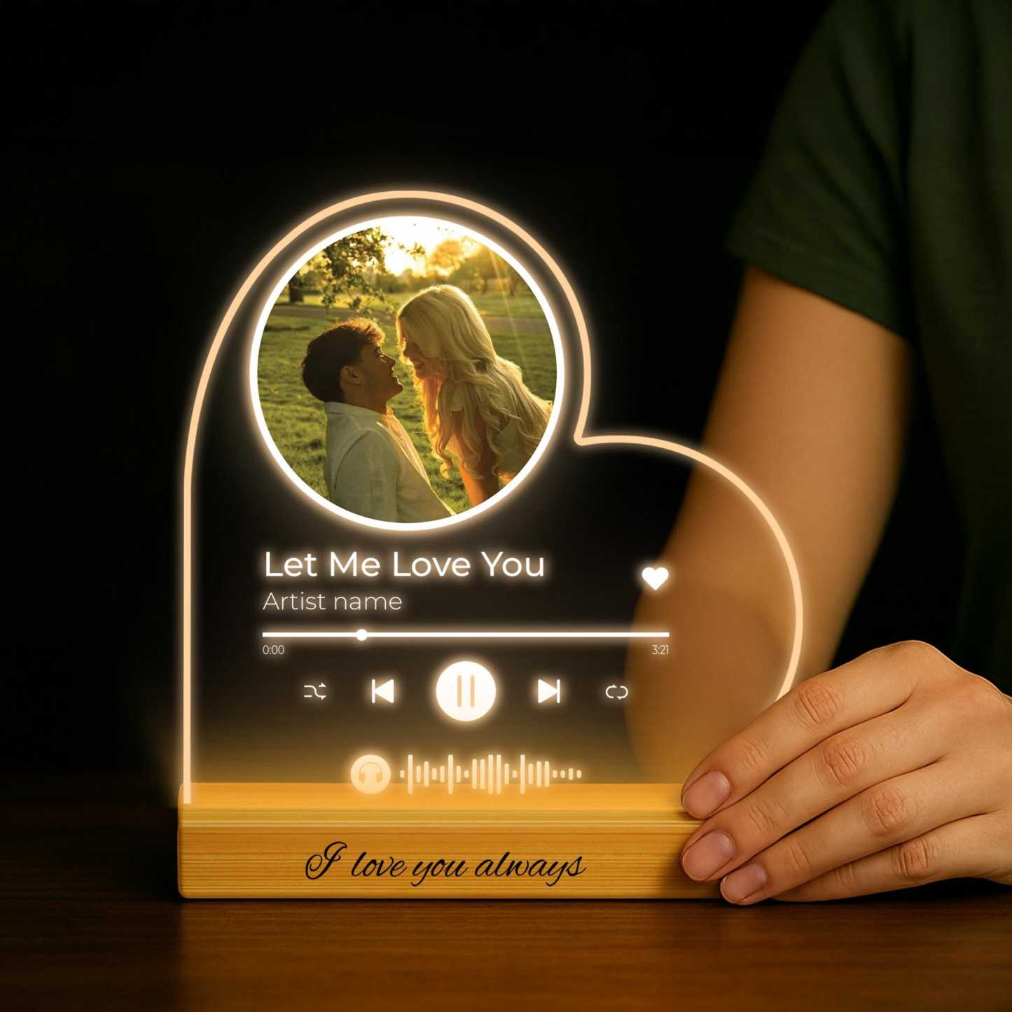 Personalized Couple Photo Song LED Night Lamp Gift I Heart Music Photo Led I Anniversary Gift I Gift for her I Couple Music Song Gift
