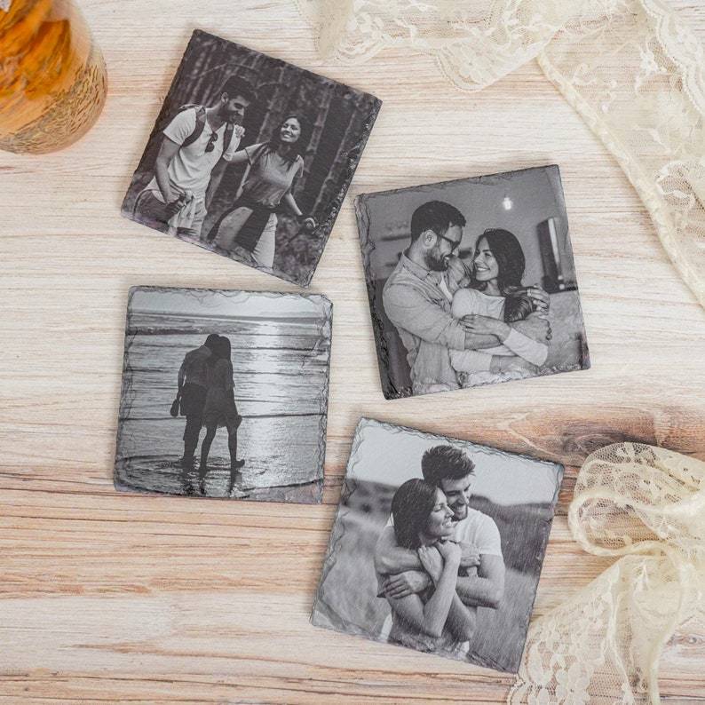 Custom Photo Coasters for Couple Images Printed on Coasters Gift for Valentines Day