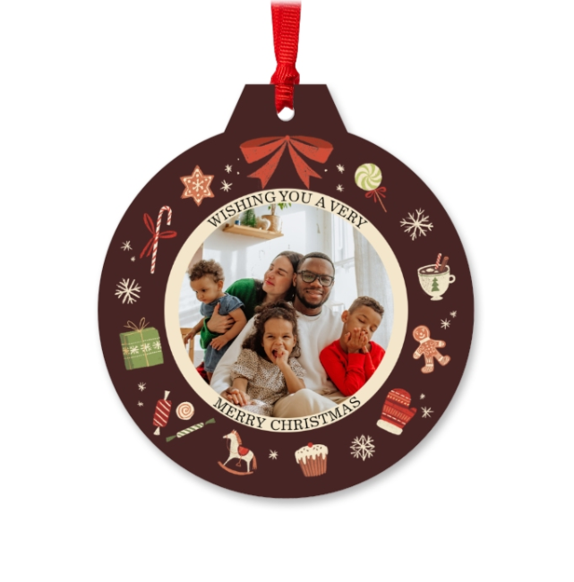 Custom Christmas Element Brown Pendant Christmas Tree Decoration Personalized Car hanging Ornaments Photo Hanging Ornament