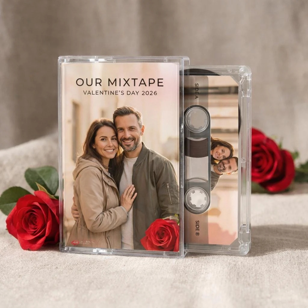 Custom Photo Music Cassette, Personalized Playlist Mixtape, Unique Nostalgic Gift for Anniversaries