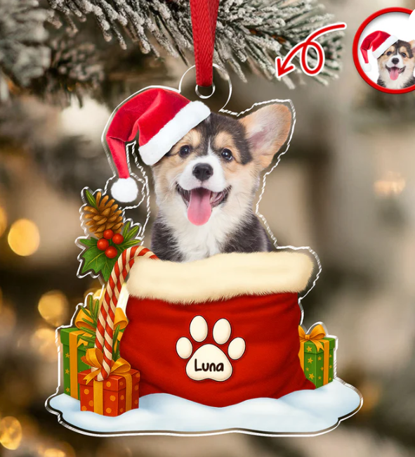 Custom Pet Photo Acrylic Ornament Christmas Gifts For Dog And Cat Lovers