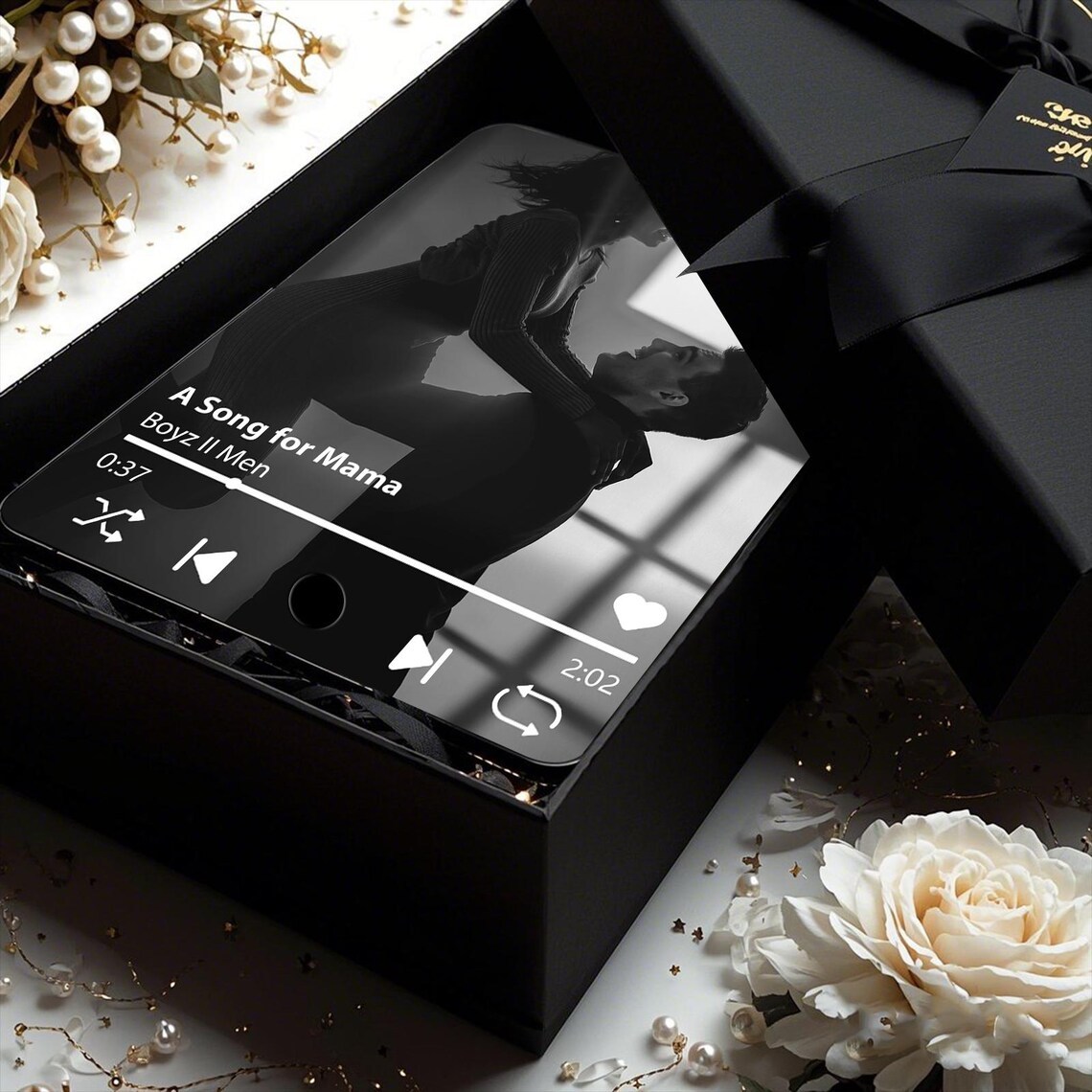 Music Plaque Custom w/Player - Personalized Acrylic Song Frame, Anniversary/Wedding Gift, Add Photo & Song