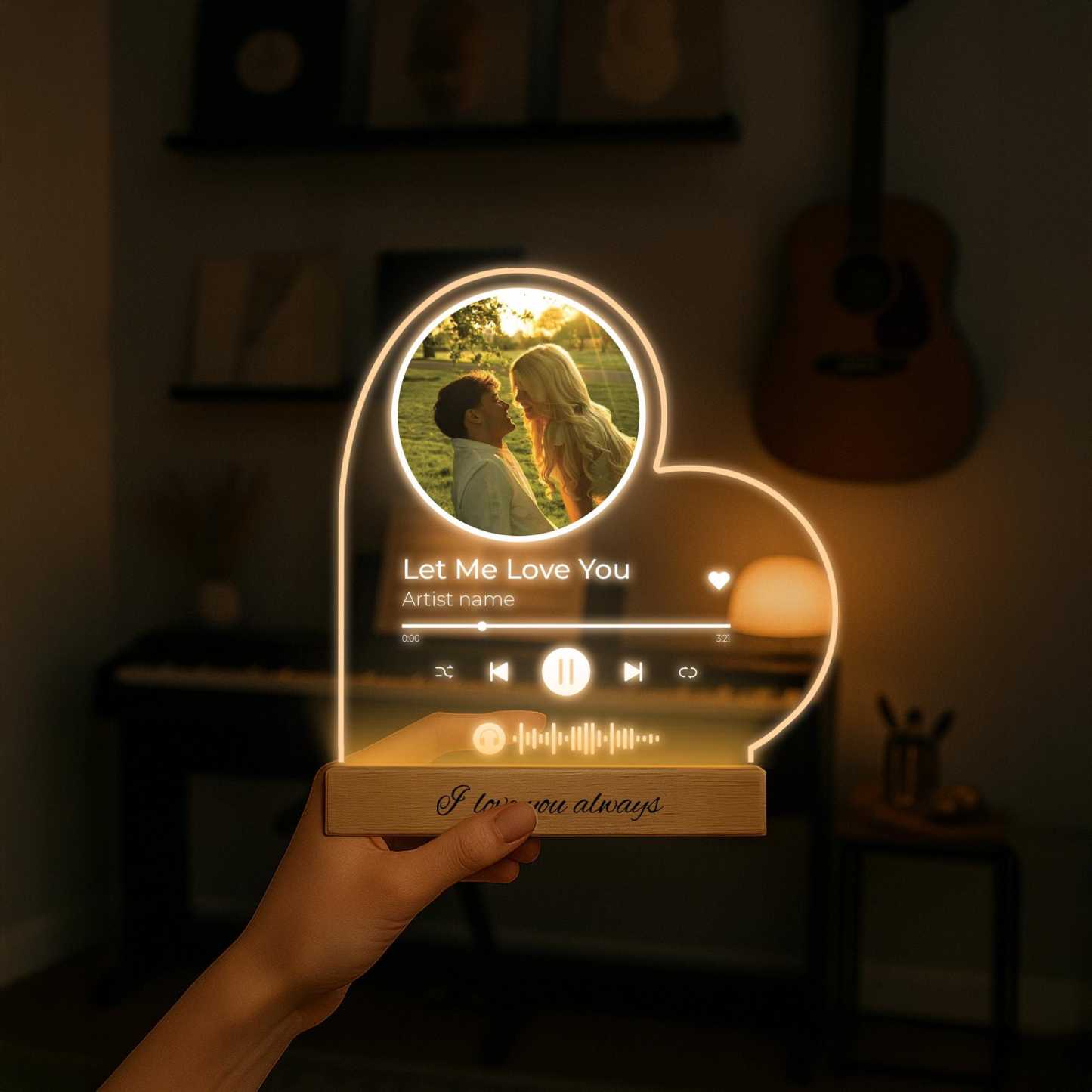 Personalized Couple Photo Song LED Night Lamp Gift I Heart Music Photo Led I Anniversary Gift I Gift for her I Couple Music Song Gift