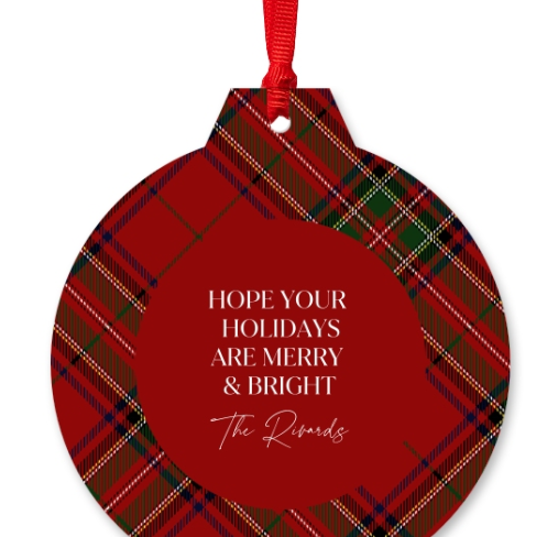 Custom Red Plaid Christmas Holiday Pendant Personalized Christmas Tree Pendant Car Hanging