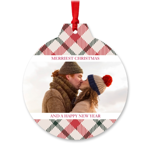 Custom Christmas Plaid Pendants Personalized Christmas Tree Pendants Car Pendants