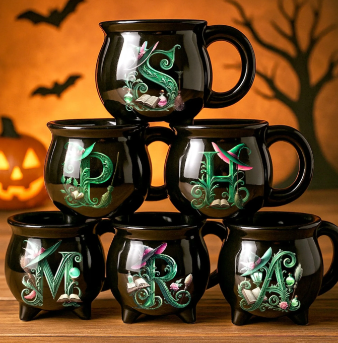 Custom 12oz Ceramic Cauldron Coffee Mug Personalized Halloween Witchy Gifts For Besties Sisters Family Yourself Just A Witch Cup