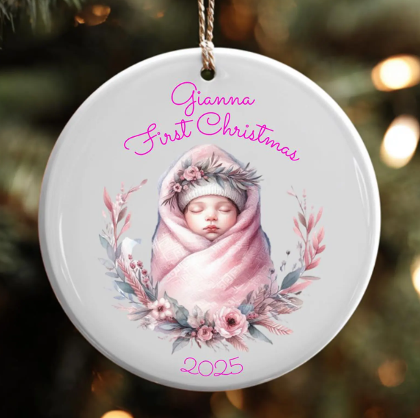 Baby’s First Christmas Ornament Personalized Bear Christmas Ornament Custom New Baby Ornament Keepsake Baby Ornament Holiday Decoration