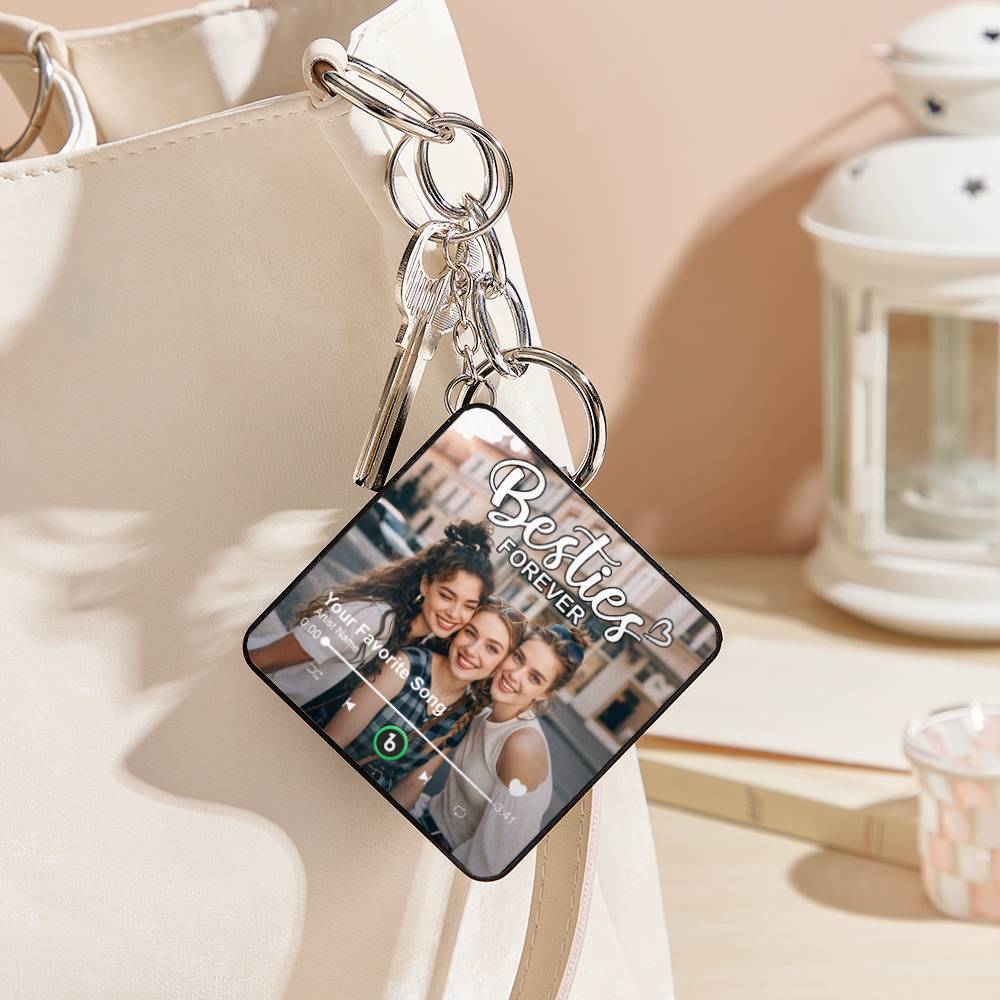 Custom Music Mini Fridge Magnet Keychain with Photo Personalized Mini Music Refrigerator Magnet Keychain Song Album Anniversary Special Gift - MySpotifyGlass