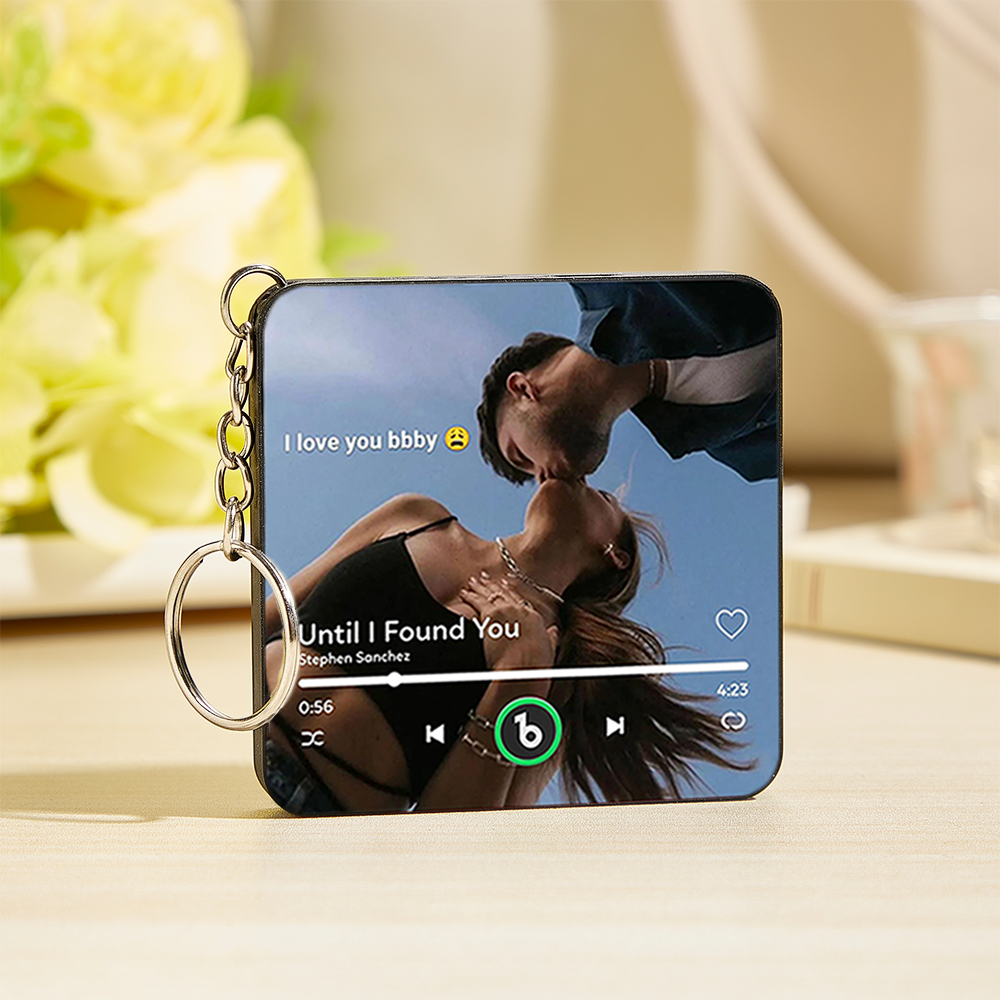 Custom Music Mini Fridge Magnet Keychain with Photo Personalized Mini Music Refrigerator Magnet Keychain Song Album Anniversary Special Gift - MySpotifyGlass