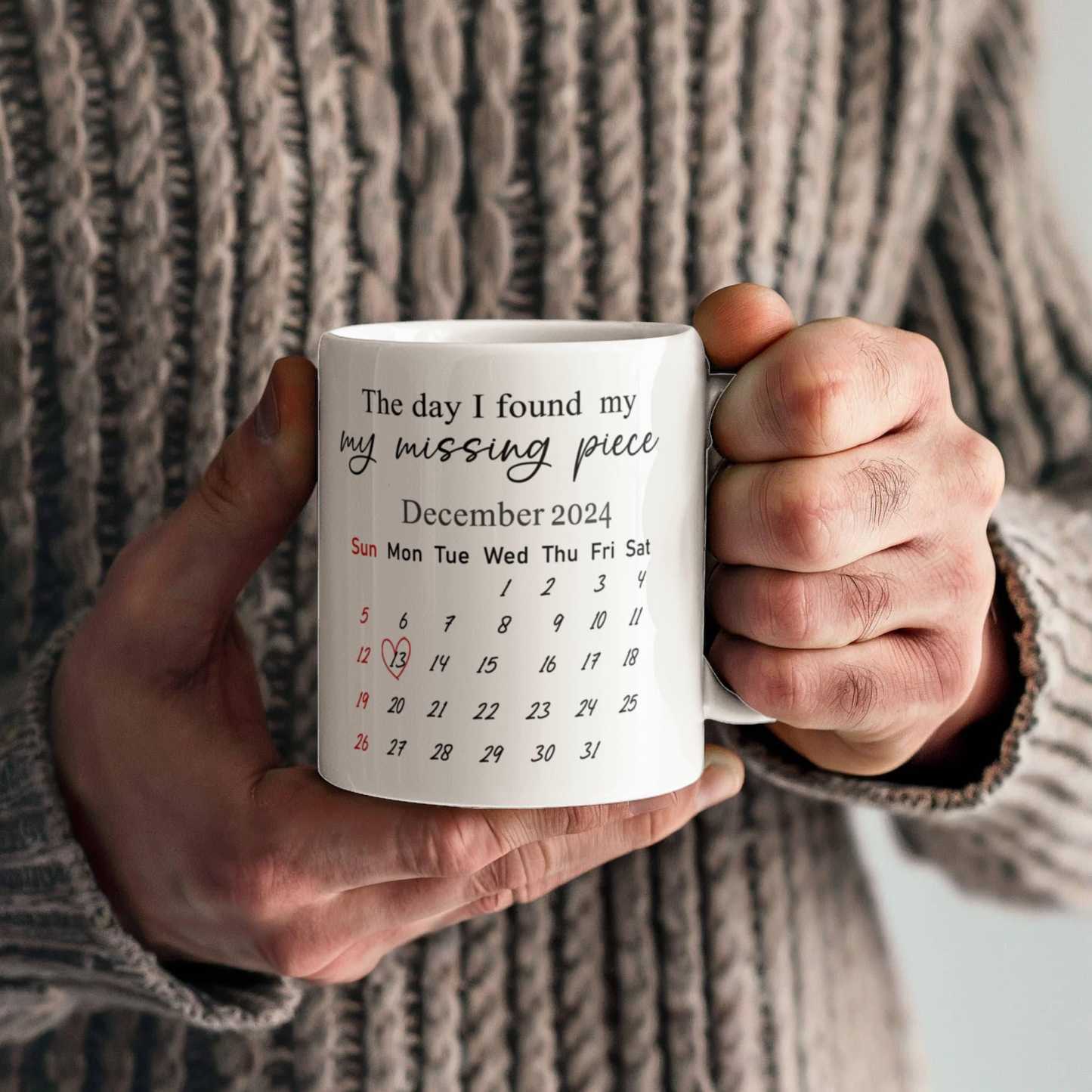 Personalized Couple Mug with Photo & Calendar Custom Name Coffee Cup Anniversary Gift for Him or Her