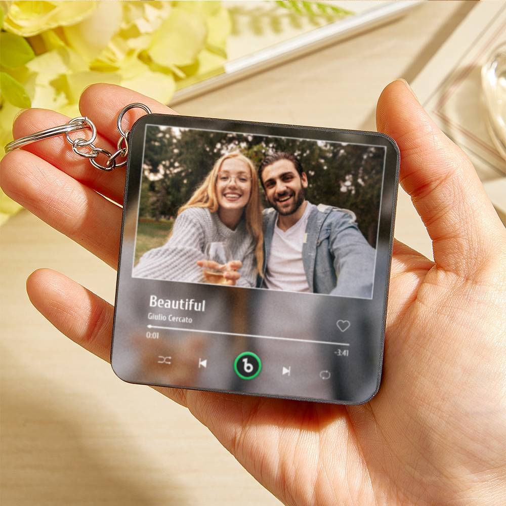 Custom Music Mini Fridge Magnet Keychain with Photo Personalized Mini Music Refrigerator Magnet Keychain Song Album Anniversary Special Gift - MySpotifyGlass