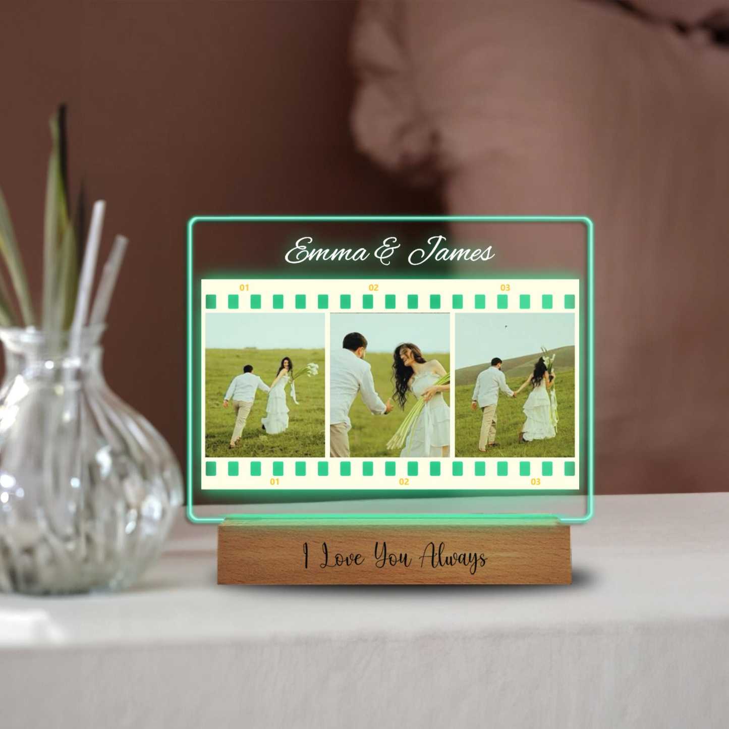 Personalized Film Photo Gift Night Light Anniversary Gifts for Him Acrylic Stand Custom Couple Photos Camera Roll Gifts for Her