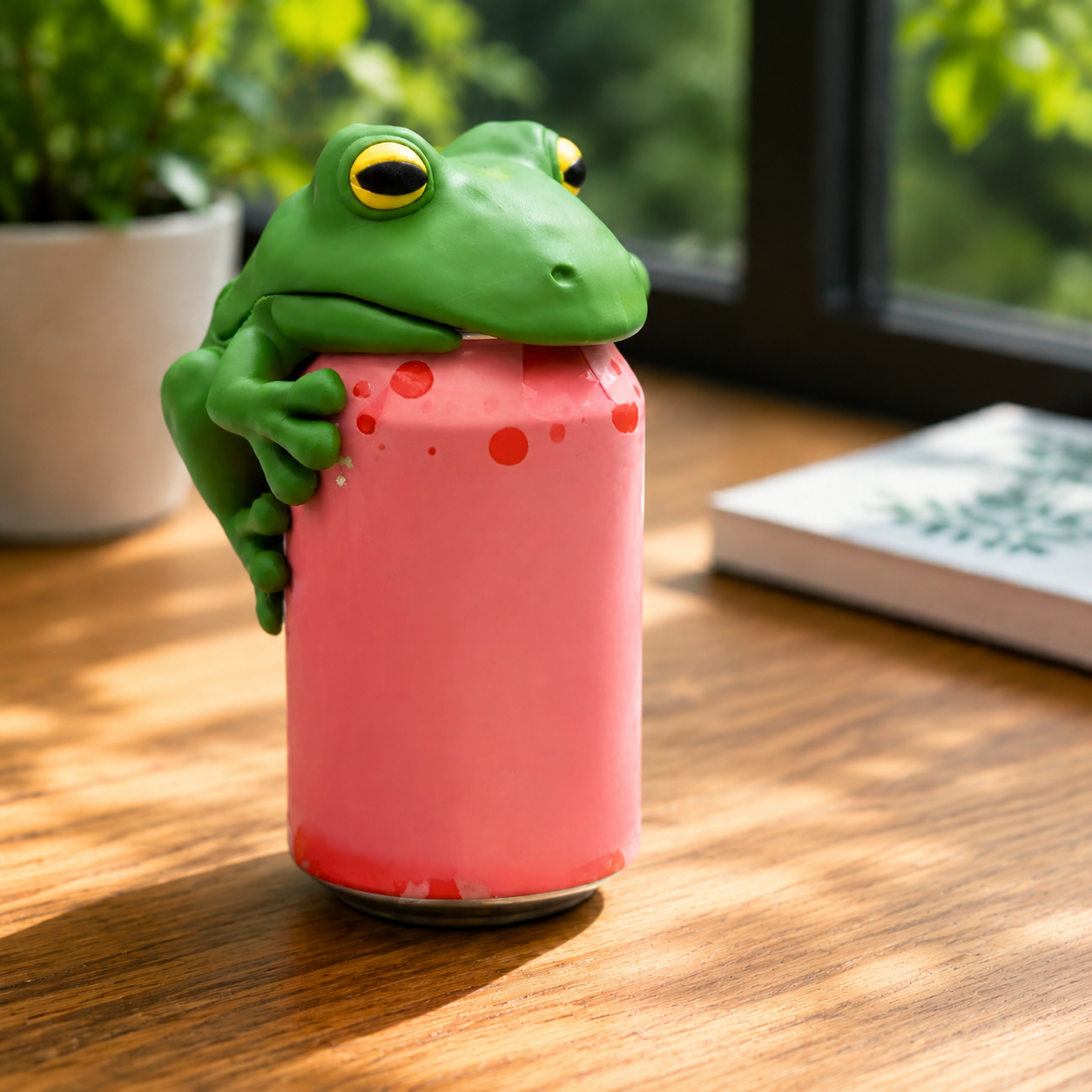 Cute Frog Soda Can Topper & Flip-Top Bug Cover – Reusable Novelty Beverage Can Protector for Soda, Beer & Sparkling Water
