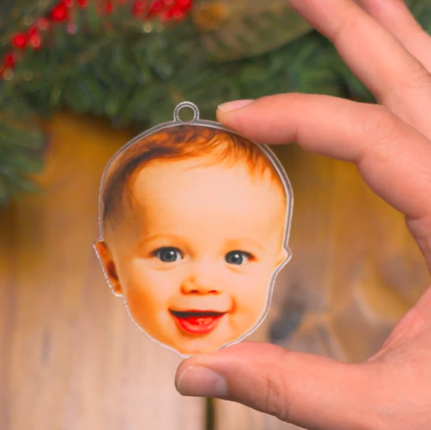 Personalized Photo Ornament, Funny Christmas Ornament, Custom Face Picture Ornament, Acrylic Pet Ornament, Christmas Decor, Holiday Gifts - MySpotifyGlass