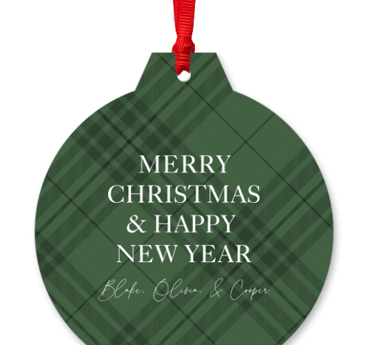 Custom Christmas Photo Pendant Personalized Christmas Gift Red Plaid Christmas And New Year Commemorative Gift