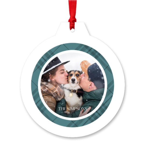 Custom Christmas Photo Pendant Personalized Christmas Gift Red Plaid Christmas And New Year Commemorative Gift
