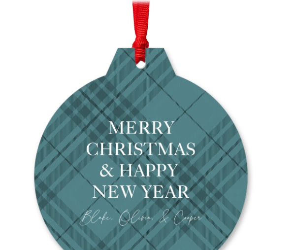 Custom Christmas Photo Pendant Personalized Christmas Gift Red Plaid Christmas And New Year Commemorative Gift