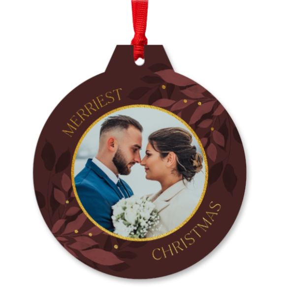 Custom Photo Pendant Christmas Blue Leaf Personalized Christmas Commemorative Gift